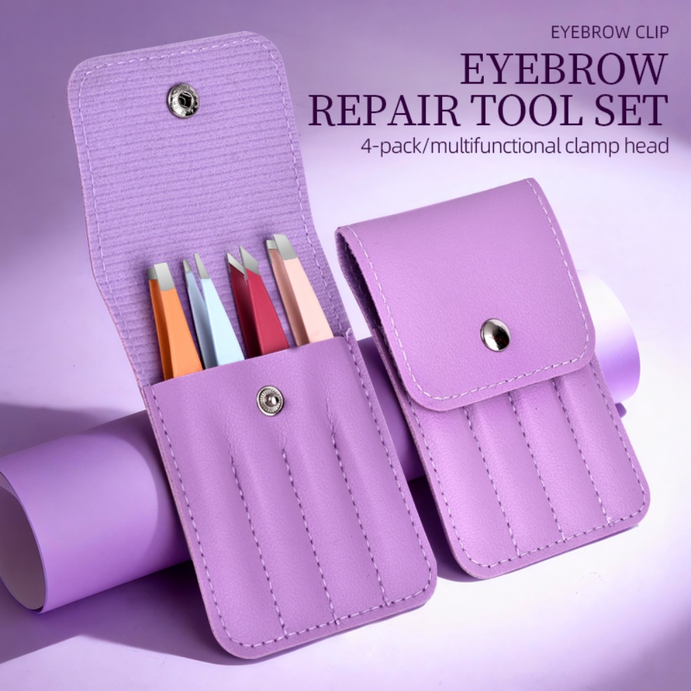 Hair Care Tools - Professional Stainless Steel 4-Piece Eyebrow Tweezer