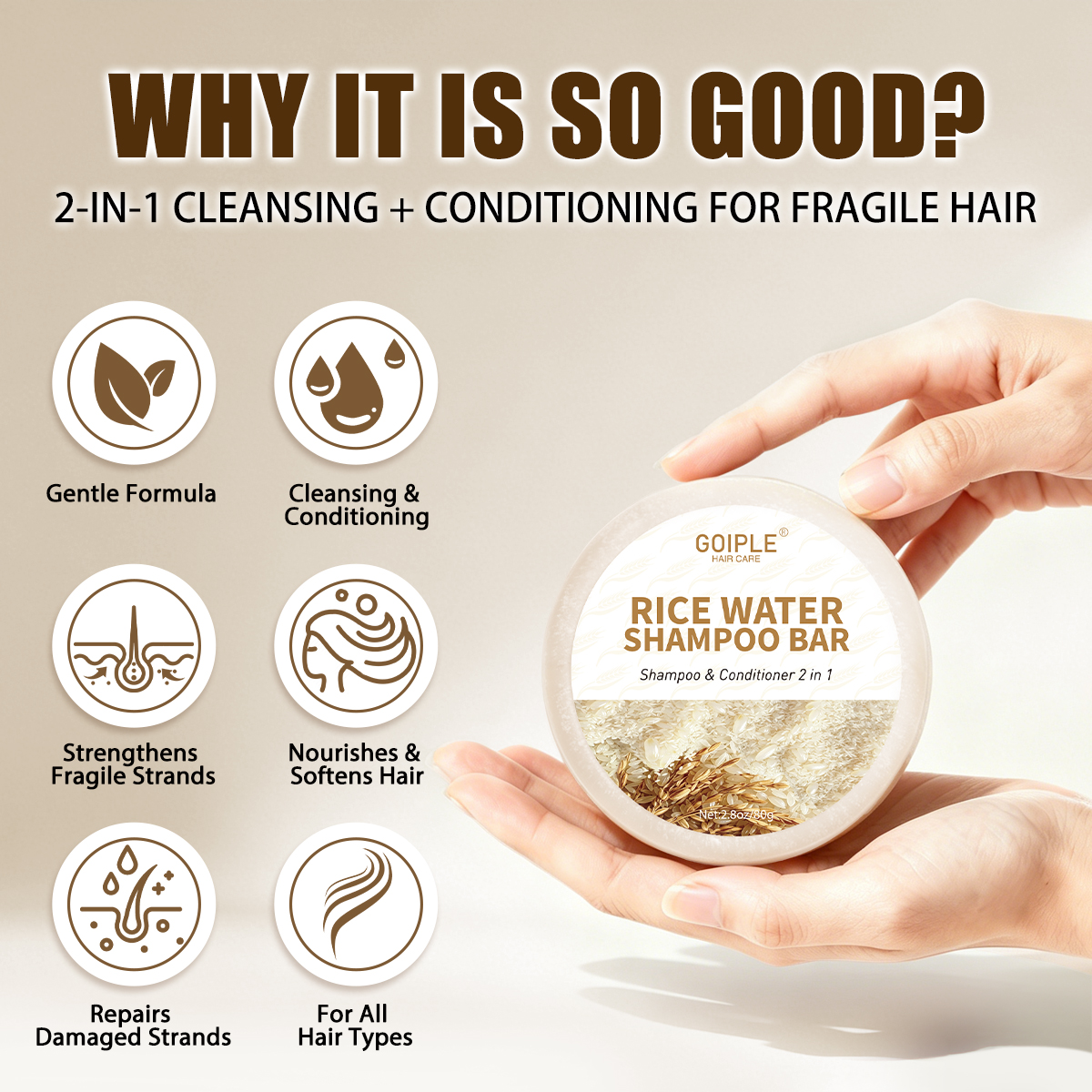 GOIPLE 80g Rice Water Hair Soa - Hair Care With Rice Water reseña y precio