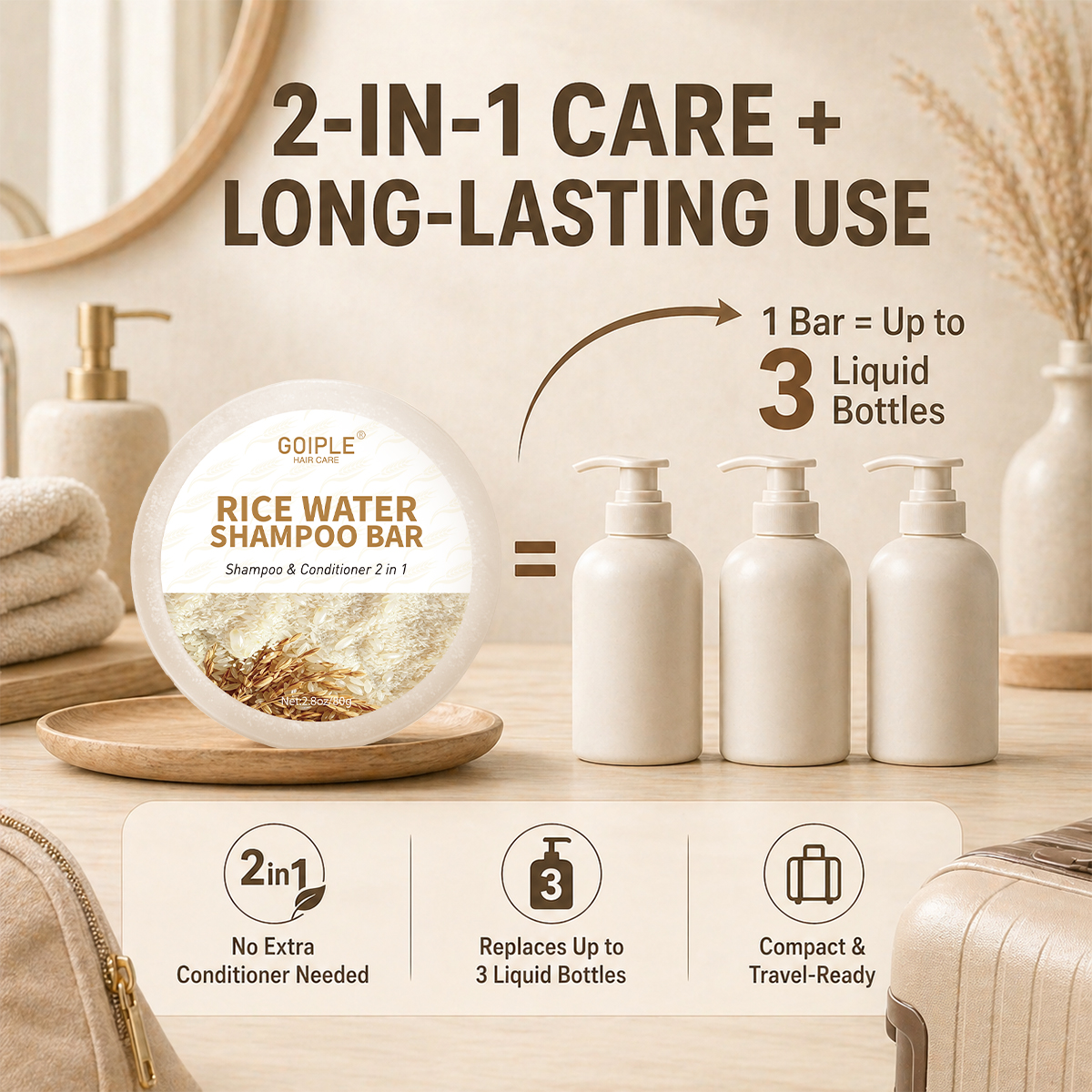 GOIPLE 80g Rice Water Hair Soa - Hair Care With Rice Water reseña y precio