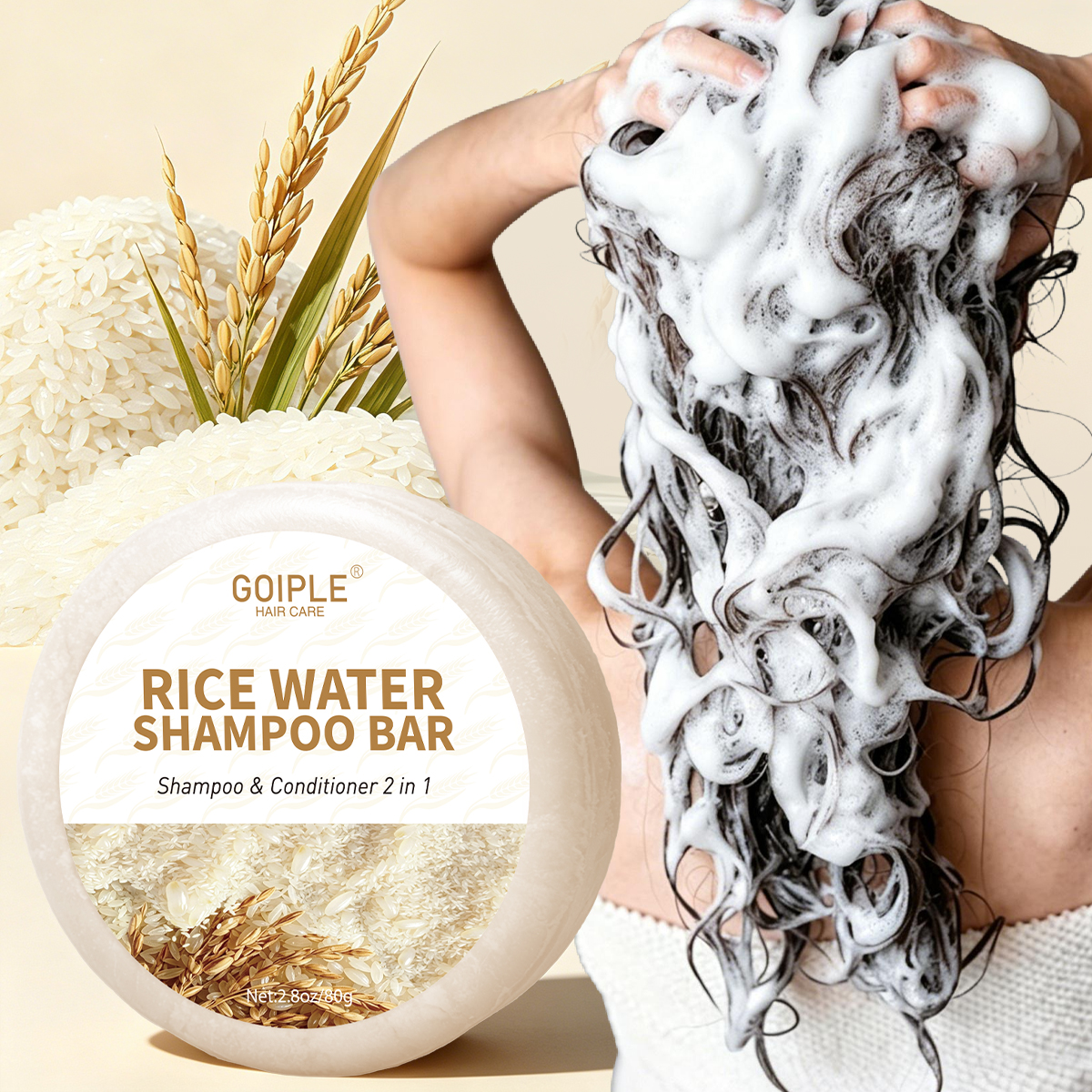 Natural Rice Water Shampoo Bar - Hair Care With Rice Water reseña y precio