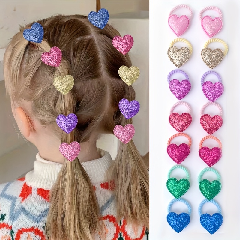 14pcs Hair Ties Cute Glitter H - Hair Care For 5 Year Old Girl reseña y precio