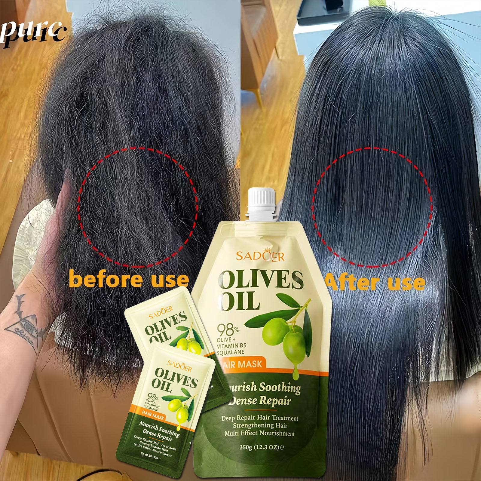 1/2Bags Olive Oil Hair Mask Co - Deep Conditioner Mask reseña y precio