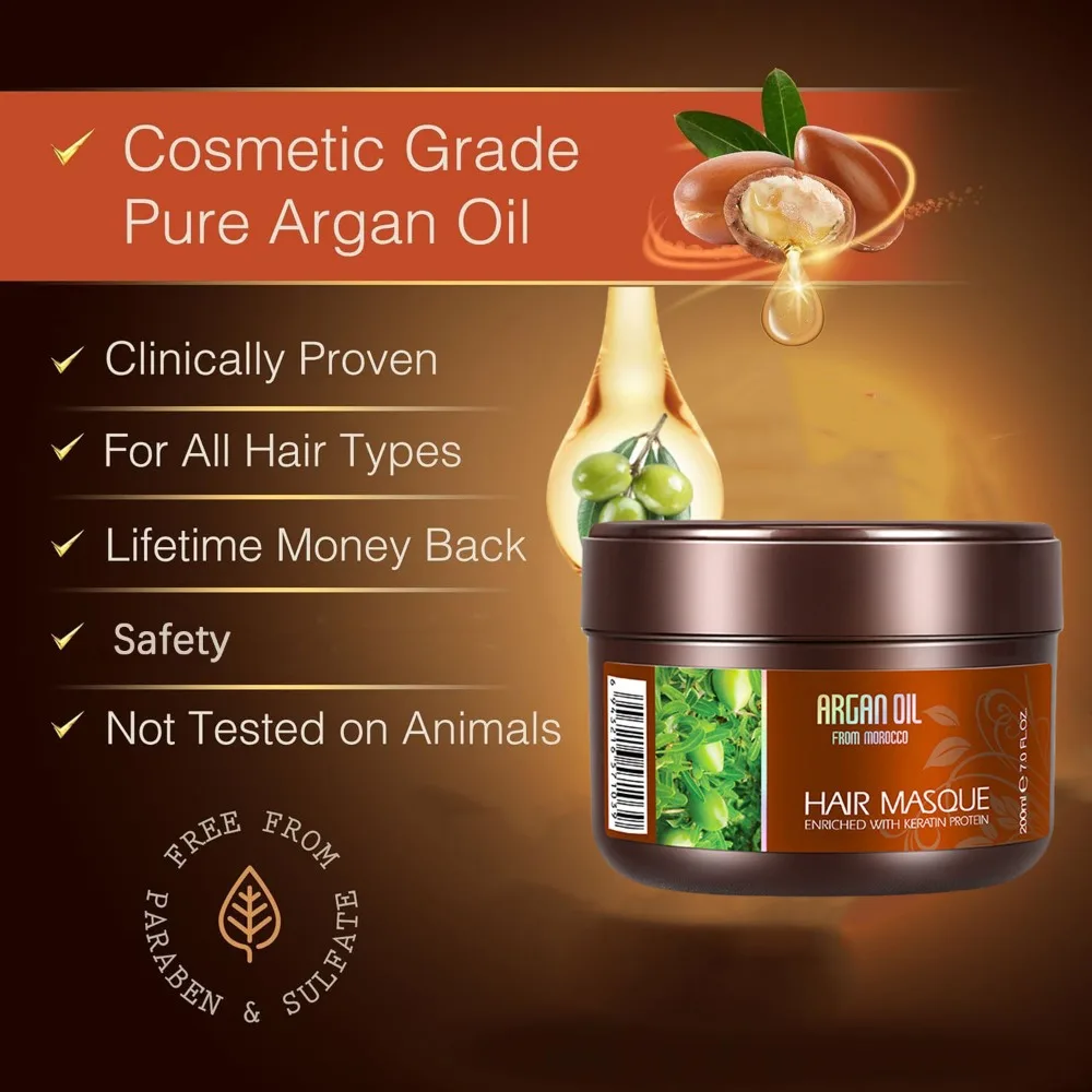Keratin Argan Oil Hair Mask De - Deep Conditioner Mask reseña y precio