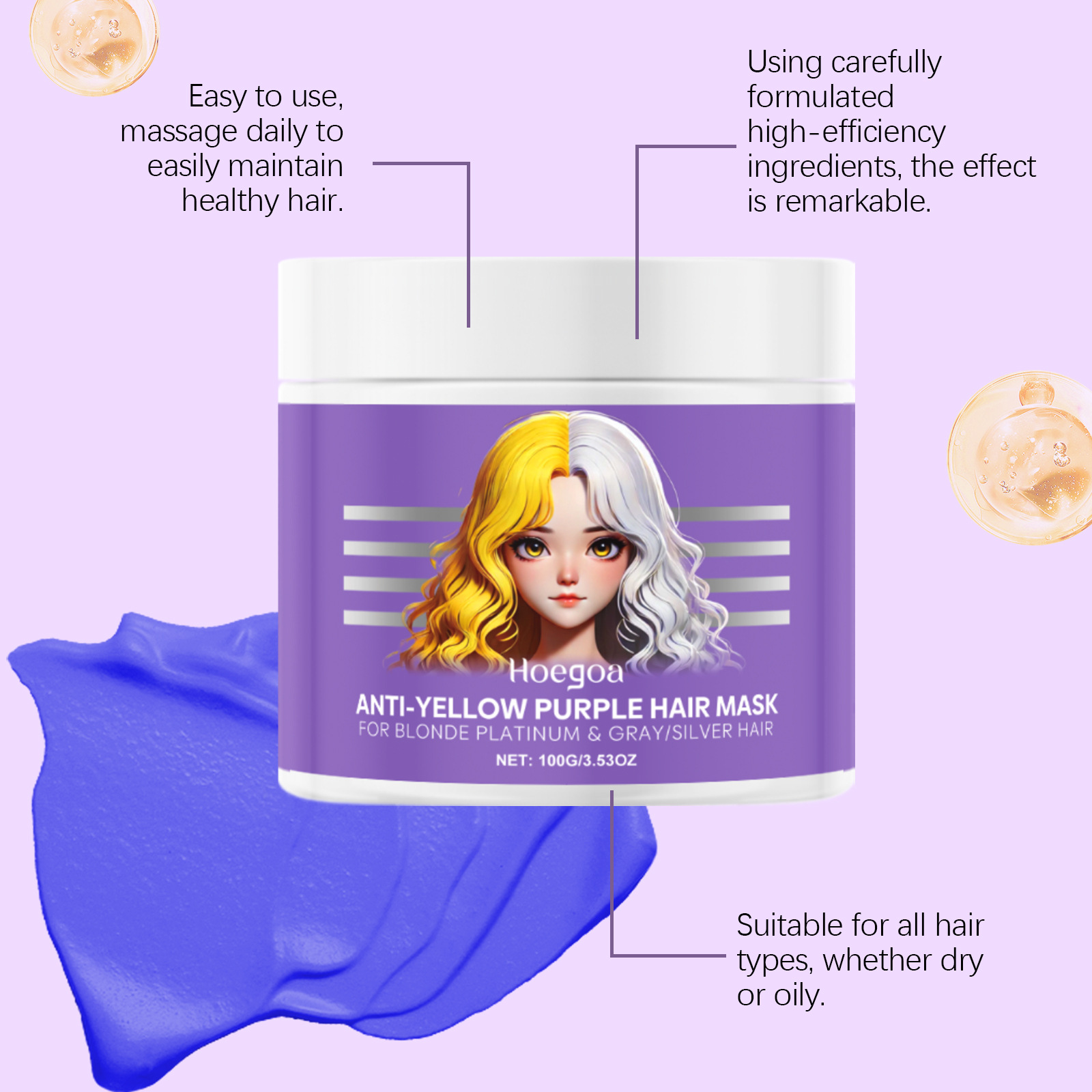 Purple Hair Mask Cover Gray Ha - Deep Conditioner Mask reseña y precio