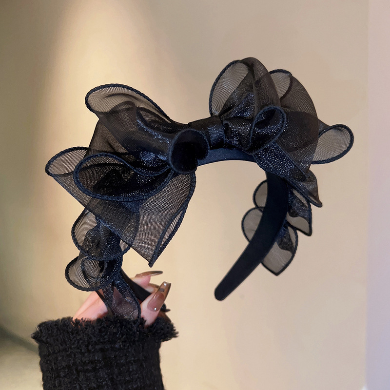 Fashion Black Mesh Big Bow Hea - Hair Net Invisible reseña y precio