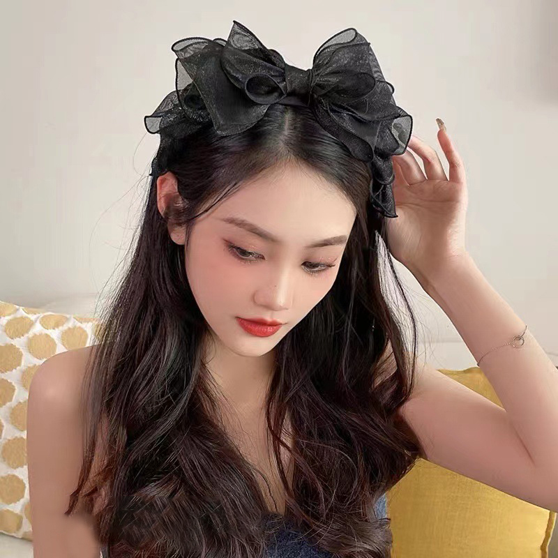 Fashion Black Mesh Big Bow Hea - Hair Net Invisible reseña y precio