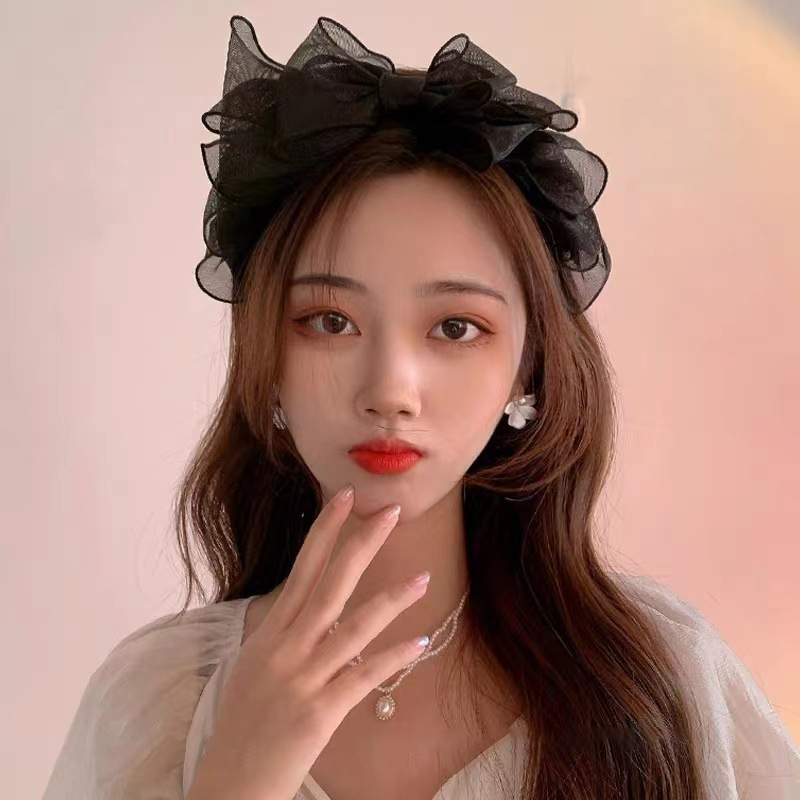 Fashion Black Mesh Big Bow Hea - Hair Net Invisible reseña y precio
