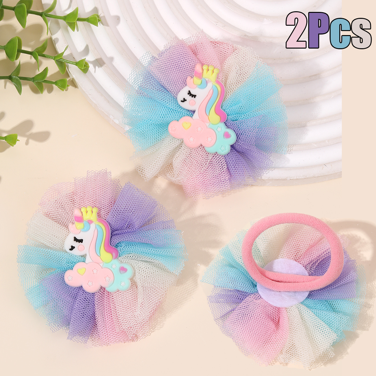 2Pcs Cartoon Unicorn Hair Tie  - Hair Net Invisible reseña y precio